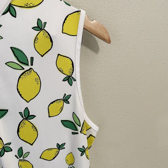 PGA Tour Lemon Print Golf Top 1/4 Zip Mock Neck Sleeveless Shirt Women’s L - Picture 6 of 7